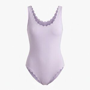 AQUA Scalloped One Piece Swimsuit Scallop Trim
